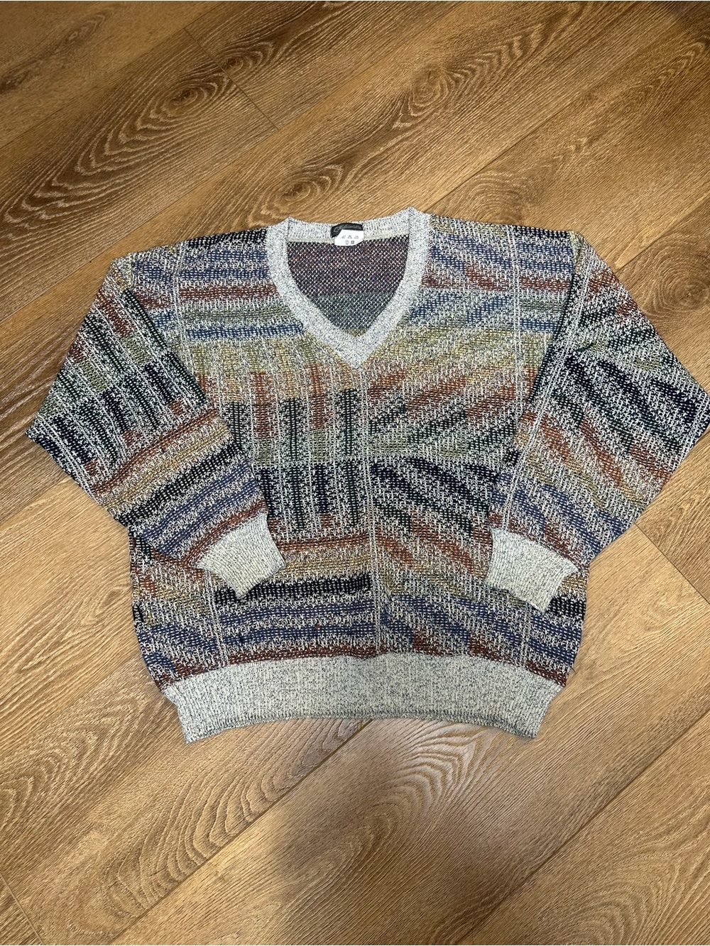 Vintage 90s L'Alchimista Italy Abstract 3D Knit Sweater Coogi Style Mens L